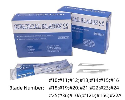 #ad 16Sizes Dental Medical Surgical Carbon Stainless Scapel Blades Knife Disposable