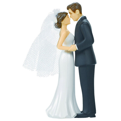 #ad Wedding Cake Topper Bride and Groom Figurines Brunette Veil Decorations Supplies