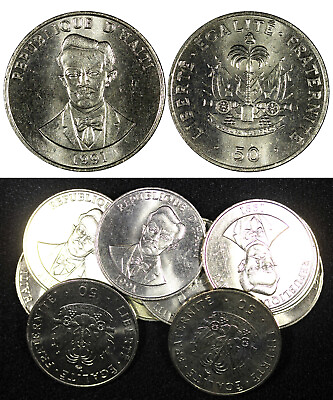#ad Haiti 1991 50 Centimes Charlemagne Peralte UNC 29mm KM# 153 RANDOM PICK 1 COIN