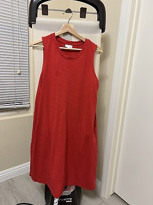#ad J. Jill Red Tank Midi Knee Length Dress Sleeveless With Pockets Size M