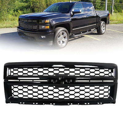 #ad For 2014 2015 Chevrolet Silverado 1500 Front Upper Grille Gloss Black NEW