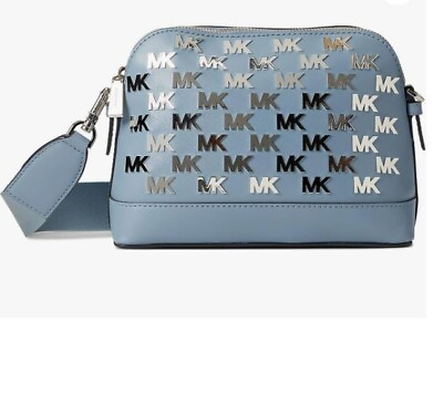 #ad MICHAEL KORS Jet Set Charm logo faux leather large crossbody bag CHAMBRAY BLUE