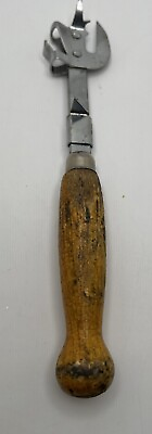#ad Vintage A amp;J Tempered Steel Tool Can amp; Bottle Opener Wooden Handle*MADE IN USA