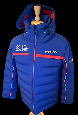 #ad Karbon Zephyr K2504 Men#x27;s Ski Jacket FISU Games Lake Placid 2023 Blue Puffer