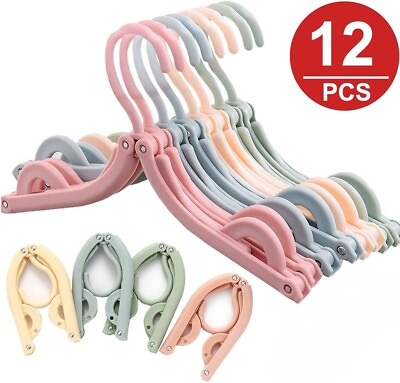 #ad 12 Pcs Foldable Travel Hangers，Portable Folding Collapsible Clothes Drying Rack