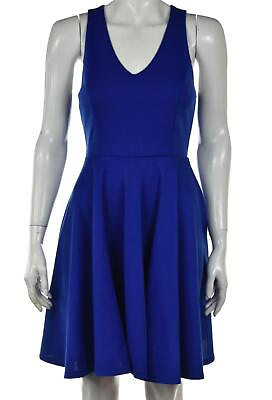 #ad Ya Los Angeles Womens Dress Size M Blue Solid Sheath Above Knee Sleeveless