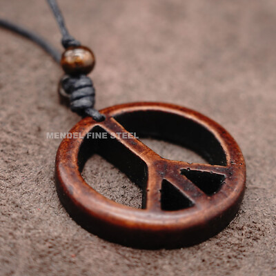 #ad MENDEL Unisex Mens Womens Resin Peace Sign Symbol Pendant Necklace Jewelry Rope