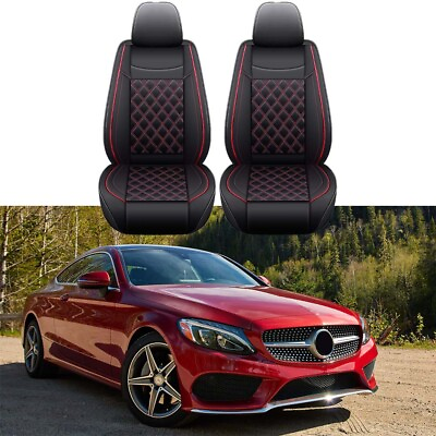 #ad For Mercedes Benz Premium PU Leather Car Seat Covers 2PC Front Seats Cushion Red