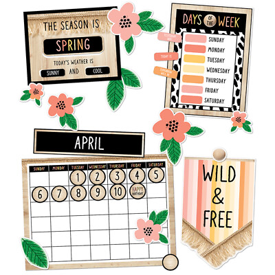 #ad Schoolgirl Style Simply Safari Calendar Bulletin Board Set