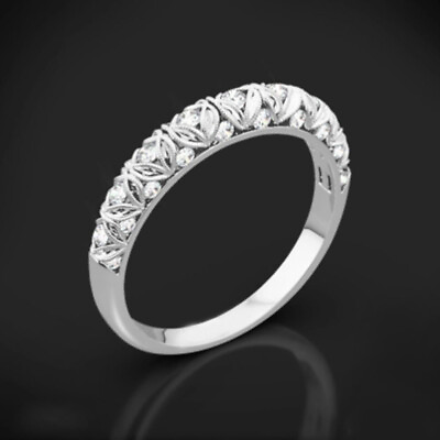 #ad 950 Platinum Womens Engagement Natural Diamond Bands 0.30 Carat Round Size 7 8 9