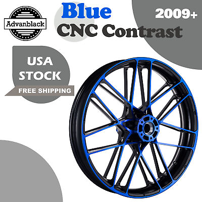 #ad Blazer 21 inch Blue CNC Contrast Front Wheels For 2009 Halrey Touring