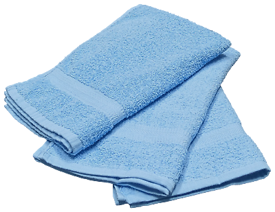 #ad 16 x 27 Light Blue 100% Cotton Hand Towels Gym Spa Hair Salon