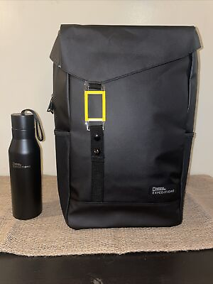 #ad National Geographic Expeditions Black Backpack amp; Water bottle New Never Used