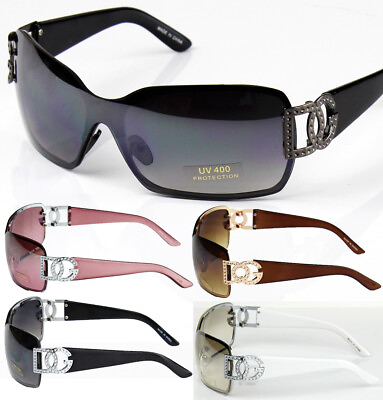 #ad DG Eyewear Womens Shield Wrap Around Sunglasses Fashion Designer One Lens Shades