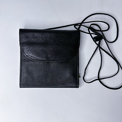 #ad Louise Et Cie Crossbody Wallet Bag Black Leather Adjustable Envelope Mini Purse