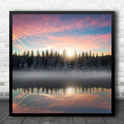 #ad Landscape Water Lake Sun Sunrise Dawn Morning Beginning Forest Square Print
