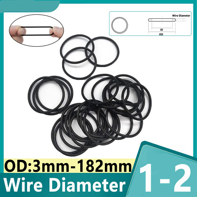 #ad 1 2mm Wire Diameter O Rings NBR Nitrile Rubber 3mm 182mm OD Oil Resistant Seals