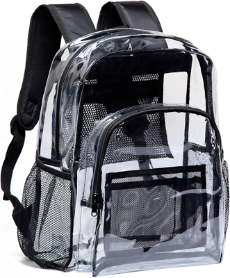 #ad Clear Backpack Transparent See Thru School Security Heavy Duty Bookbag