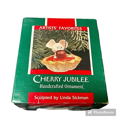 #ad Hallmark 1989 Artists Favorites Cherry Jubilee Christmas Ornament Mouse Pie
