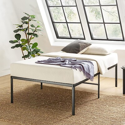 #ad New Bed Frame No Box Spring Needed Mattress Twin 74.5 x 38 x 18 Inches Tool Free