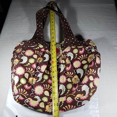#ad Unbranded Brown Hobo Bag with Floral Sz L Shoulder Handbag Purse Bottle Pockets