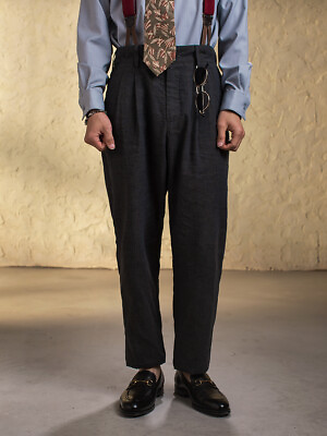 #ad British Style Retro Plaid Trousers Men#x27;s Thin Cotton Linen Casual Straight Pants