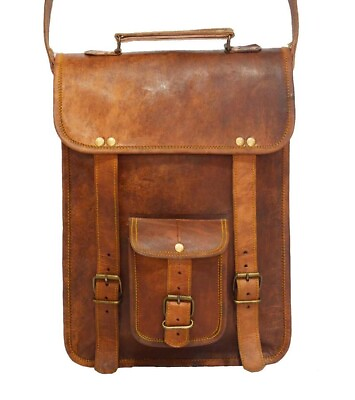 #ad Genuine Brown Messenger Men#x27;s Shoulder Goat Leather Vintage Bag