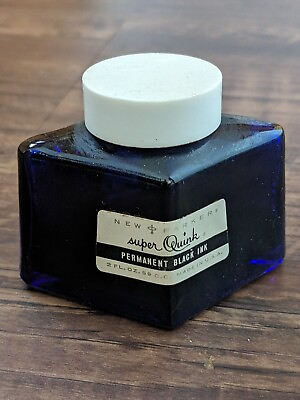 #ad Vintage PARKER Super Quink Permanent Black Ink 2 OZ Diamond