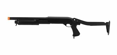 #ad Lancer Tactical TriBurst Short Barrel Airsoft Shotgun Toy w Folding Stock Black