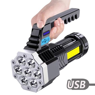 #ad Camping High Power LED Torch Strong Light USB Rechargeable Military Flashlight