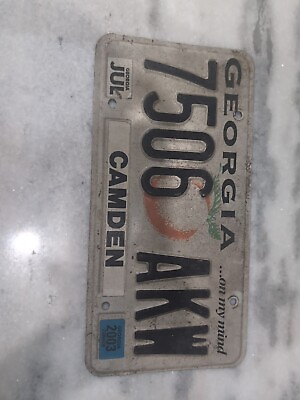 #ad 2003 Georgia Camden County quot;... On My Mindquot; License Plate 7506 AKW Expired