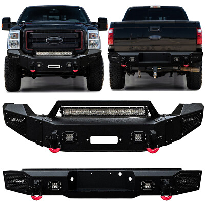 #ad For 2011 2016 3rd Gen F250 F350 Front Bumper and Rear Bumper with 9xLED lights