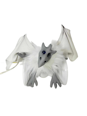 #ad Renaissance Fair Dragon Fantasy Gray White Faux Fur Cable Shoulder Puppet