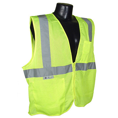 #ad Medium Mesh Yellow High Visibility Class 2 Safety Vest With Zipper 2 Pockets