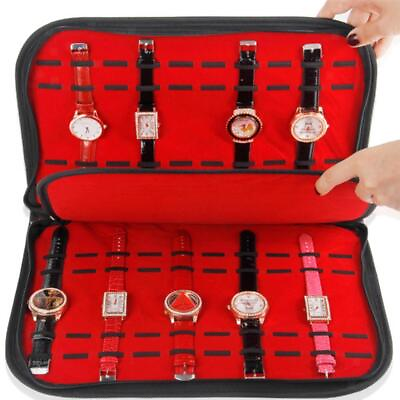 #ad 20 Slots Leather Velvet Watch Storage Display Box Organizer
