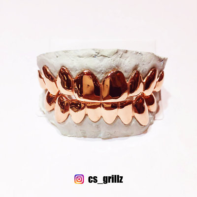#ad Sterling Silver ROSE Gold Plated Custom Real Handmade PLAIN Grillz