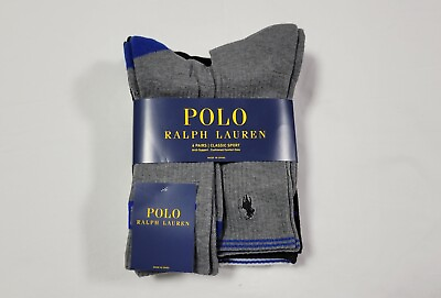 #ad Polo Mens Ralph Lauren 6 Pr Crew Socks Classic Sport SZ 6 12.5 multi color