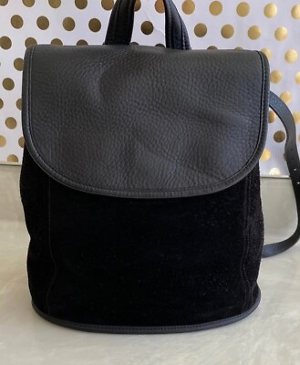#ad RARE Vintage Coach Berkeley Convertible Backpack #9016 Black Suede Leather