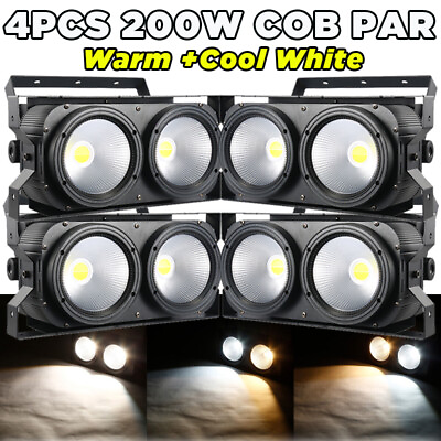 #ad 4x 200W COB LED Par Light DMX DJ Audience Blinder Light Warm Cool Nature White