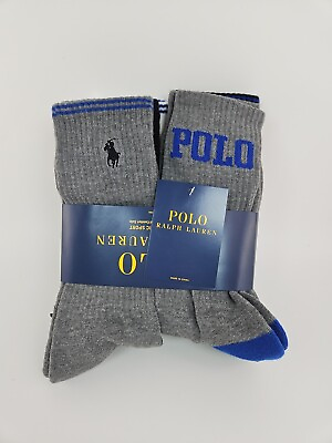 #ad Polo Mens Ralph Lauren 6 Pair Crew Socks Sports Size 6 12.5 Multi Color New