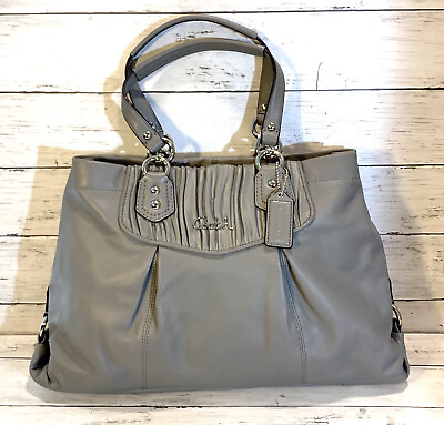 #ad *NWT Coach Ashley Grey Leather Satchel Carryall Handbag Bag Purse $425
