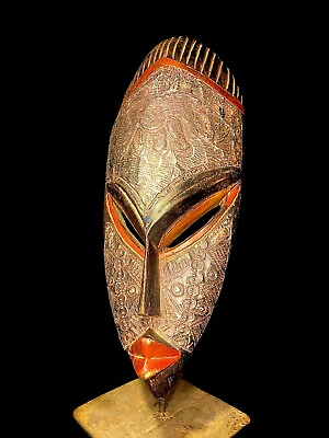 #ad African Vintage Hand Carved mask from Ghana is made from wood Mbara Hunter 1549
