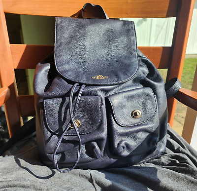 #ad Coach Billy Backpack: F29008 Dark Midnight Blue Pebbled Leather chic essential