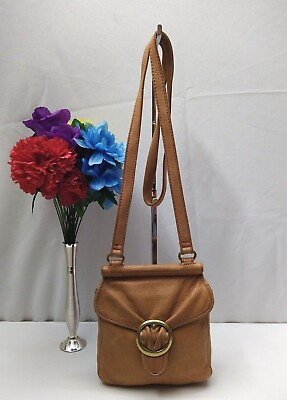Fossil Brown Pebbled Leather Small Buckle Crossbody Shoulder Bag Purse $27.00