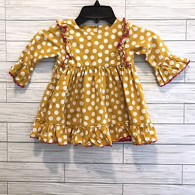 #ad Sage amp; Lilly Size 9M Mustard Girls Yellow Polka Dots Dress Ruffle Boho Peasant