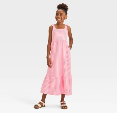 #ad Girls#x27; Striped Knit Maxi Dress Cat amp; Jack™ Neon Pink XL 14