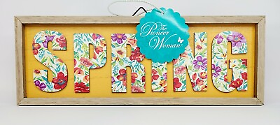 #ad The Pioneer Woman SPRING Decorative Sign Petal Party Floral w Hanger 5quot;×14quot; NEW