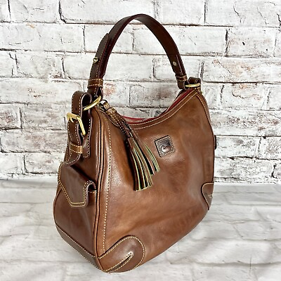 Dooney amp; Bourke Florentine Side Pocket Hobo Tassel Shoulder Bag Leather Purse $249.98