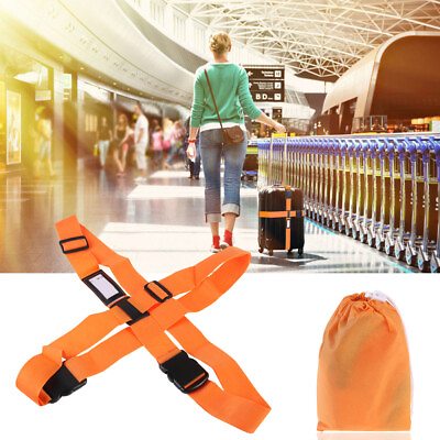 #ad Cross Luggage Straps Suitcase Belts Adjustable Travel Accessories Orange