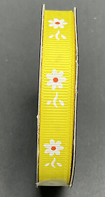 #ad NEW The Ribbon Boutique Yellow and White Flower Ribbon 3 8quot; x 15ft